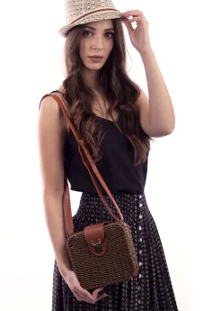 Store Coton Du Monde Sac en bandoulière tressé LOINA Marron