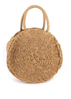 Fashion Coton Du Monde Sac rond en paille tressé LEILA