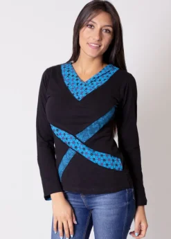 Store Coton Du Monde Top en coton à empiècements DENALI Bleu