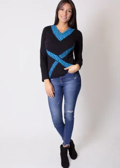 Store Coton Du Monde Top en coton à empiècements DENALI Bleu