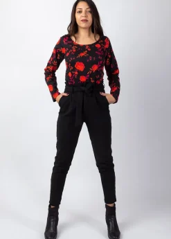 Cheap Coton Du Monde Top en coton col rond SUMAN imprimé fleuri rouge Red Roses