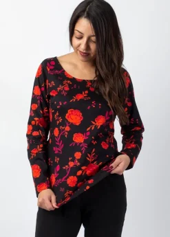 Cheap Coton Du Monde Top en coton col rond SUMAN imprimé fleuri rouge Red Roses