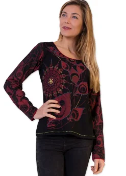 Clearance Coton Du Monde Top en coton JOURDAN ethnique rouge