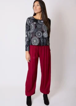 Discount Coton Du Monde Top en coton SILKI gris imprimé rosaces