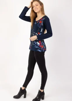 Cheap Coton Du Monde Top manches longues en coton KARAN imprimé végétal Japan Hiver