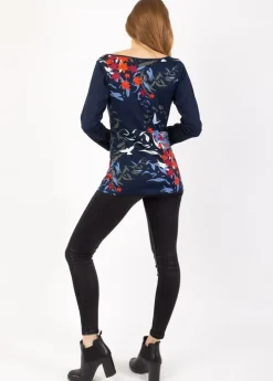 Cheap Coton Du Monde Top manches longues en coton KARAN imprimé végétal Japan Hiver