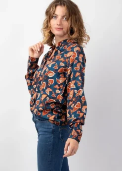 Hot Coton Du Monde Top manches longues en viscose épais BELAE imprimé Tylia