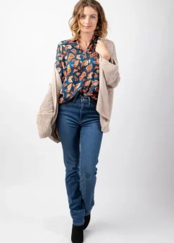 Hot Coton Du Monde Top manches longues en viscose épais BELAE imprimé Tylia