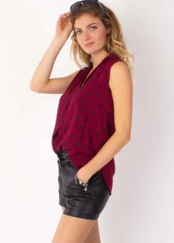 Best Coton Du Monde Top sans manche YSEE imprimé ethnique prune 12 Prune