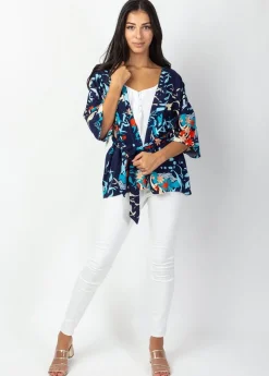 Hot Coton Du Monde Veste courte esprit kimono AYAKO bleu marine Japan