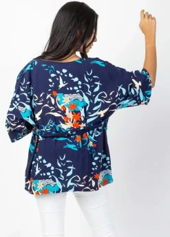 Hot Coton Du Monde Veste courte esprit kimono AYAKO bleu marine Japan