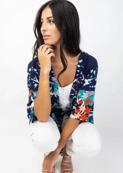 Hot Coton Du Monde Veste courte esprit kimono AYAKO bleu marine Japan