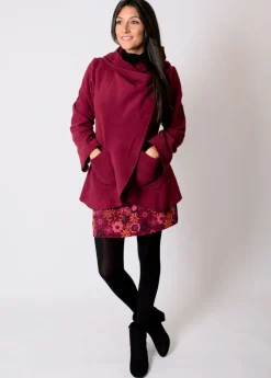 Store Coton Du Monde Veste polaire à capuche ethnique OTTAWA prune Grenat