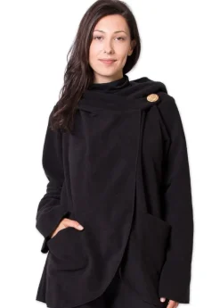 Hot Coton Du Monde Veste polaire à capuche ethnique OTTAWA e Noir