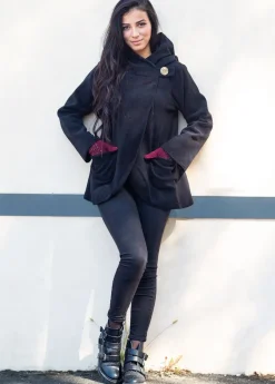 Hot Coton Du Monde Veste polaire à capuche ethnique OTTAWA e Noir