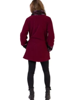 Discount Coton Du Monde Veste polaire brodée HUDSON mandala Bordeaux